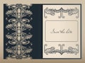 Decorative envelope and greeting card template for laser cutting. Cover design, invitations, save date in art Nouveau